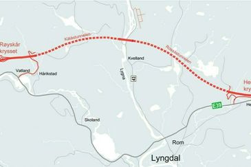 Kart over Røyskår-krysset og Herdals-krysset